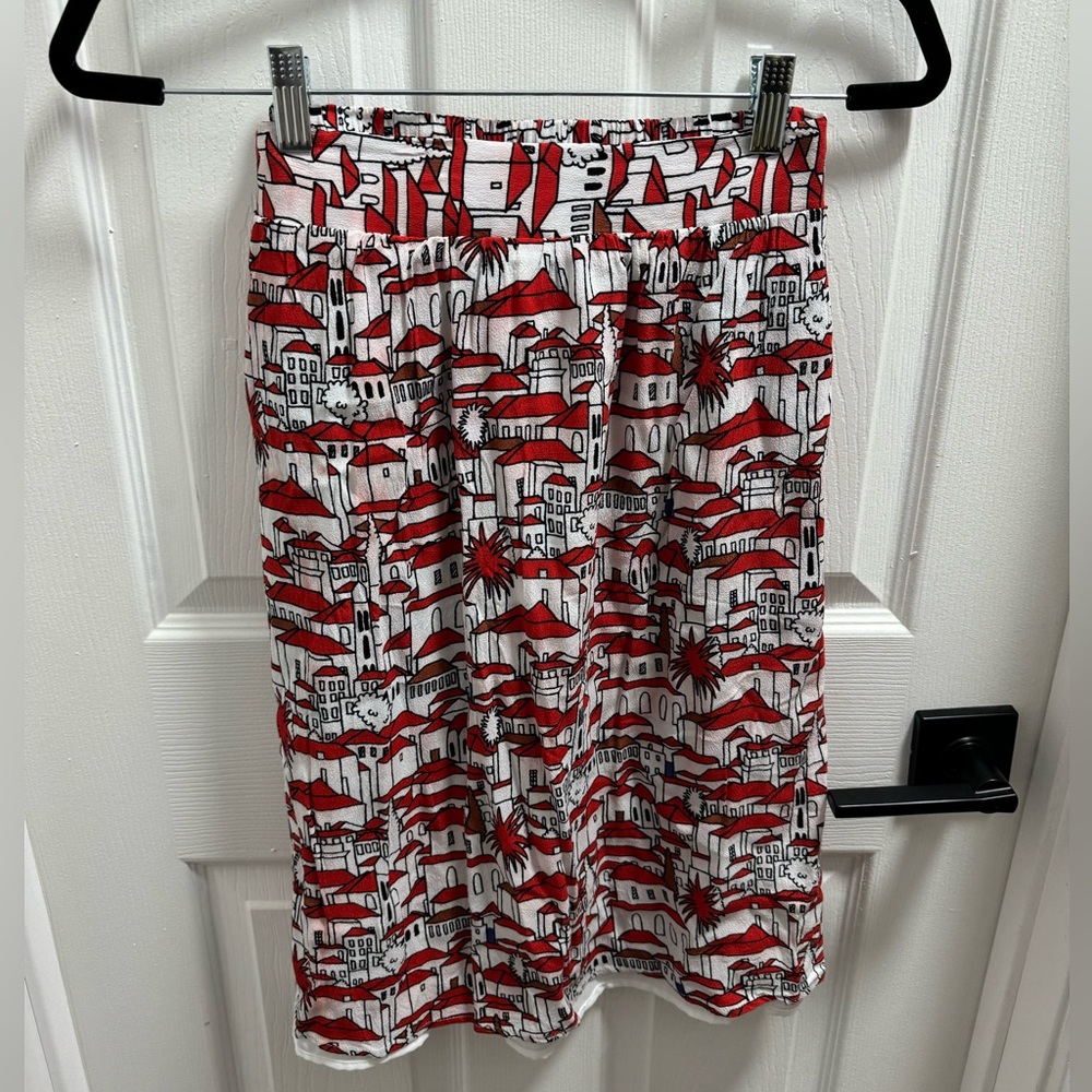 Anthropologie Porridge house print red skirt fully lined, size small